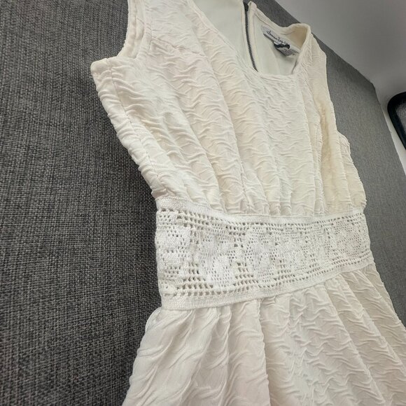 American Rag Fit & Flare Dress Medium Sleeveless‎ scoop Neck Zipper Ivory Lined - Picture 5 of 12